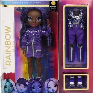 Rainbow High Doll Kristal Bailey Wavy Purple Hair.Style Casual-Chic 2 outfits